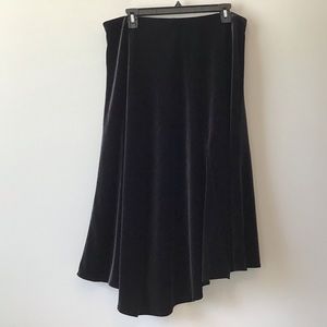 Skirt 14 Black Stretch Velvet Asymmetrical NWT